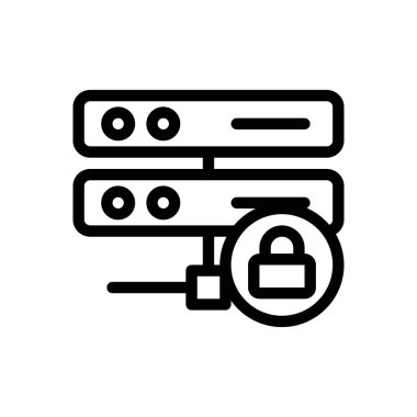 Şeffaf bir arkaplan üzerinde sunucu kilidi vektör illüstrasyonu. Konsept ve grafik tasarım için ince çizgi simgesi..