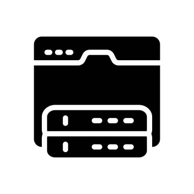 Saydam bir arkaplan üzerinde web sayfası sunucu çizimi. Konsept ve grafik tasarımı için mükemmel kalite sembolleri..