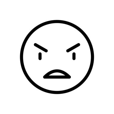 Saydam bir arkaplanda kızgın emoji vektör çizimi. Konsept ve grafik tasarımı için ince çizgi simgesi..