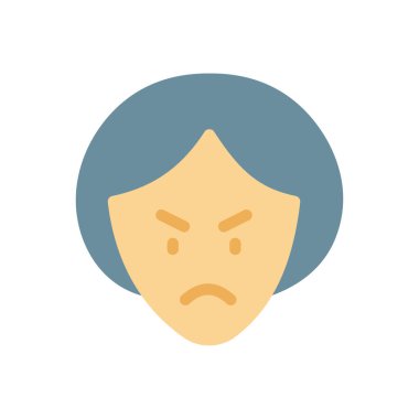 Saydam bir arkaplanda kadın kızgın vektör illüstrasyonu. Konsept ve grafik tasarımı için prim kalite simgeleri..