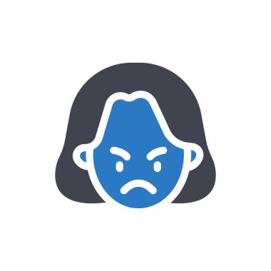 Saydam bir arkaplanda kadın kızgın vektör illüstrasyonu. Konsept ve grafik tasarım simgeleri..