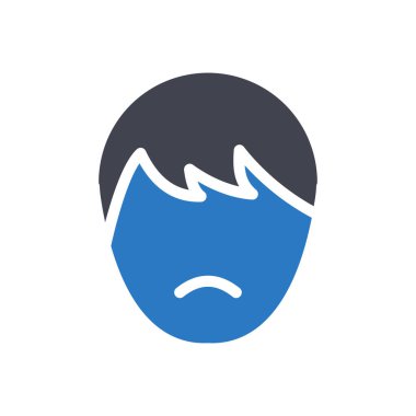 Şeffaf bir arkaplan üzerinde hüzünlü vektör çizimi. Konsept ve grafik tasarımı için kaliteli semboller..