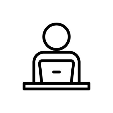 şeffaf bir arkaplan üzerinde ofis çalışma vektör çizimi. Premium kalite sembolleri. Konsept ve grafik tasarım için ince çizgi simgesi.