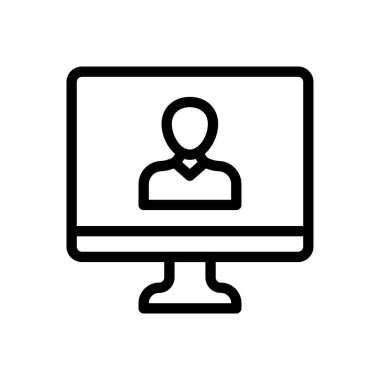 Saydam bir arkaplan üzerinde çevrimiçi buluşma vektör illüstrasyonu. Konsept ve grafik tasarım için ince çizgi simgesi..