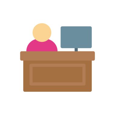 Saydam bir arkaplan üzerinde ofis resepsiyon vektör illüstrasyonu. Konsept ve grafik tasarımı için premium kalite simgeleri..