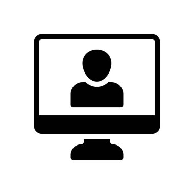 Saydam bir arkaplan üzerinde çevrimiçi buluşma vektör illüstrasyonu. Konsept ve grafik tasarımı için mükemmel kalite sembolleri..