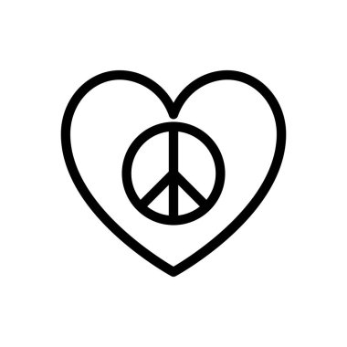 Şeffaf bir arkaplan üzerinde kalp barış vektörü çizimi. Konsept ve grafik tasarım için ince çizgi simgesi..