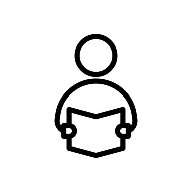 Şeffaf bir arkaplanda vektör illüstrasyonu okunuyor. Konsept ve grafik tasarımı için ince çizgi simgesi..