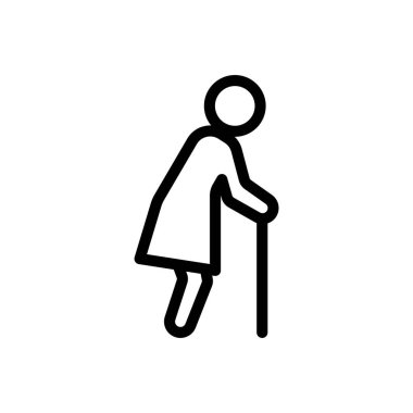 Saydam bir arkaplan üzerinde yaşlı kadın vektör çizimi. Premium kalite semboller. Konsept ve grafik tasarım için ince çizgi simgesi..