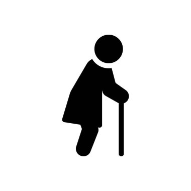 Şeffaf bir arkaplan üzerinde yaşlı kadın vektör çizimi. Konsept ve grafik tasarım simgeleri için kaliteli semboller..