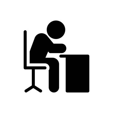 Adam, şeffaf bir arkaplanda vektör çizimi konusunda endişeli. Konsept ve grafik tasarım simgeleri için kaliteli semboller..