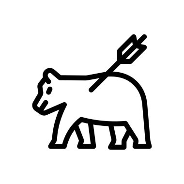 Şeffaf bir arkaplan üzerinde ayı avlama vektörü çizimi. Konsept ve grafik tasarım için ince çizgi simgesi..