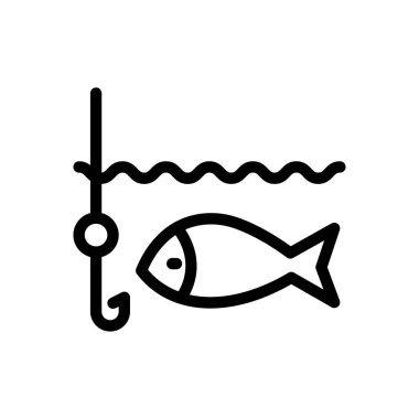 Saydam bir arkaplanda balık kancası çizimi. Premium kalite semboller. Konsept ve grafik tasarım için ince çizgi simgesi.