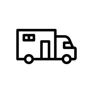 Şeffaf bir arkaplan üzerinde kamyon vektör çizimi. Konsept ve grafik tasarım için ince çizgi simgesi..
