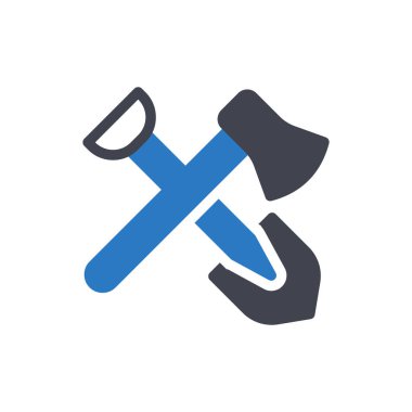 Şeffaf bir arkaplan üzerinde balta maça vektör çizimi. Konsept ve grafik tasarımı için özel kalite semboller..