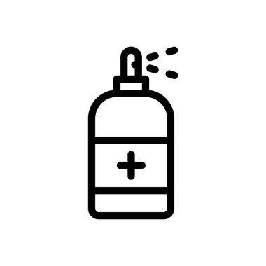 Şeffaf bir arkaplan üzerinde dezenfektan şişesi vektör çizimi. Konsept ve grafik tasarım için ince çizgi simgesi..