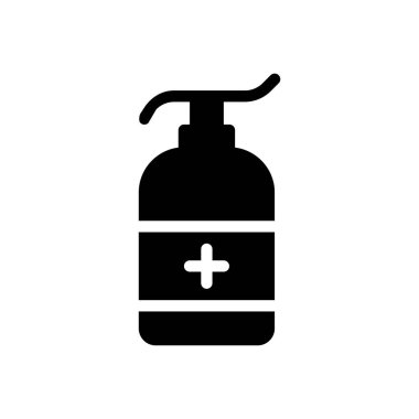 Şeffaf bir arkaplan üzerinde dezenfektan şişesi vektör çizimi. Konsept ve grafik tasarım için en iyi kalite semboller..