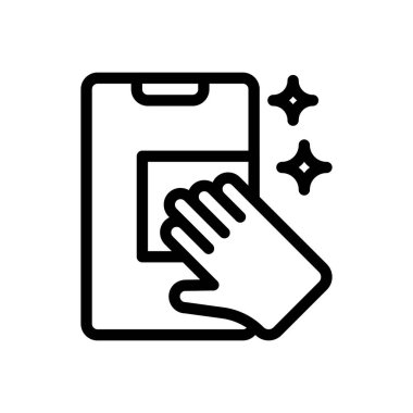 Şeffaf bir arkaplan üzerinde mobil el silme vektör illüstrasyonu.Premium kalite sembolleri. Konsept ve grafik tasarım için ince çizgi simgesi.