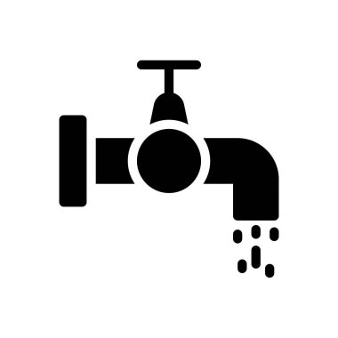 Şeffaf bir arkaplan üzerinde su musluğu vektör çizimi. Konsept ve grafik tasarımı için özel kalite semboller..