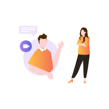 Oğlan bir video görüşmesinde kızla konuşuyor..