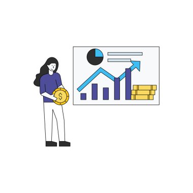 Kız dolar grafiğinin yanında duruyor..