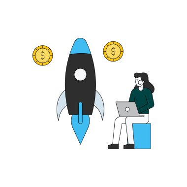 Kız bir dolarlık roket üzerinde çalışıyor..