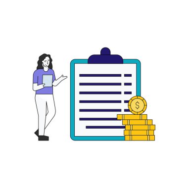 Kız bir dolar panosuyla ayakta duruyor..