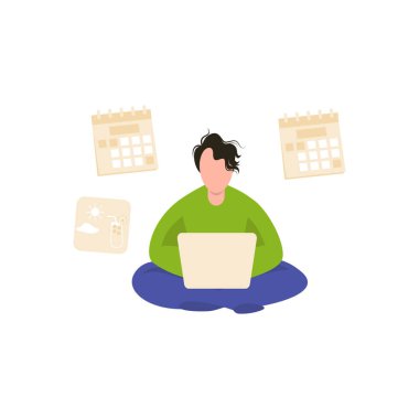 Çocuk dizüstü bilgisayarıyla çalışıyor..