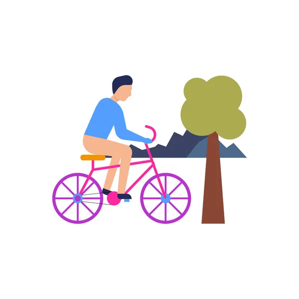 Chico Montar Bicicleta — Vector de stock