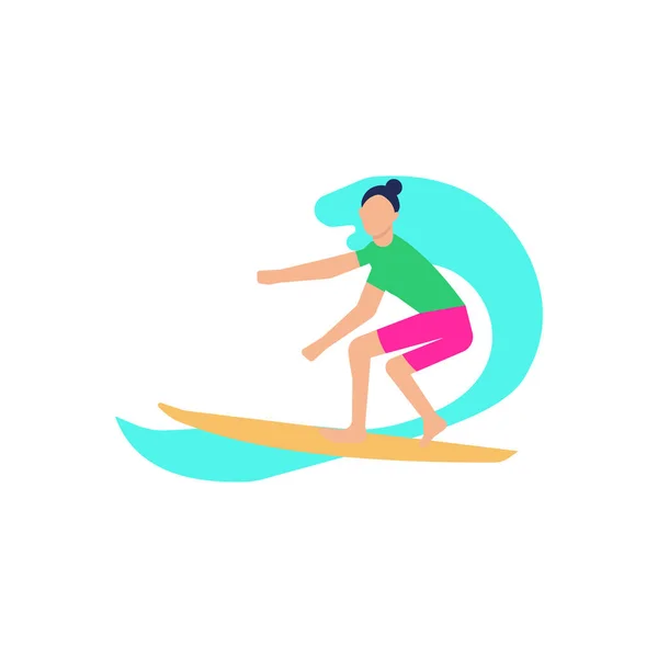 Fille Surfe Dans Eau — Image vectorielle