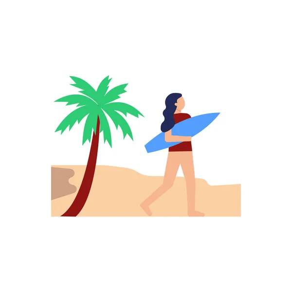 Fille Surfer — Image vectorielle