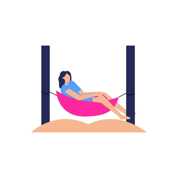 Girl Resting Hammock — Stock Vector