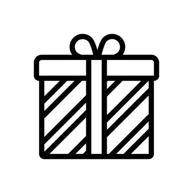 Şeffaf bir arkaplan üzerinde hediye vektör çizimi. Premium kalite semboller. Konsept ve grafik tasarım için ince çizgi simgesi.