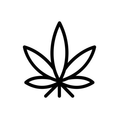 Şeffaf bir arkaplanda marihuana vektör çizimi. Konsept ve grafik tasarım için ince çizgi simgesi.. 