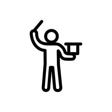 Şeffaf bir arkaplanda Sihirli Şapka vektör çizimi. Konsept ve grafik tasarımı için ince çizgi simgesi..