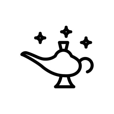 Şeffaf bir arkaplanda sihirli lamba vektör çizimi. Premium kalite semboller. Konsept ve grafik tasarım için ince çizgi simgesi.