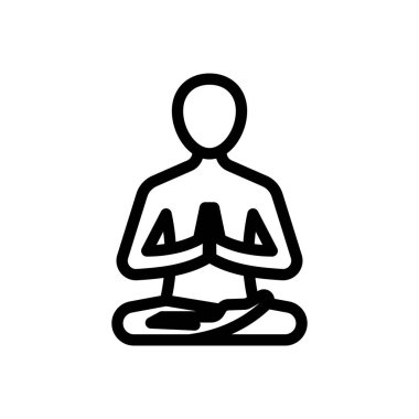 Saydam bir arkaplanda yoga vektör çizimi. Premium kalite semboller. Konsept ve grafik tasarım için ince çizgi simgesi. 