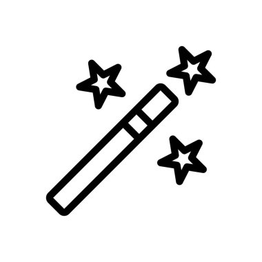 Şeffaf bir arkaplan üzerinde MAgic Wand vektör çizimi. Konsept ve grafik tasarımı için ince çizgi simgesi..