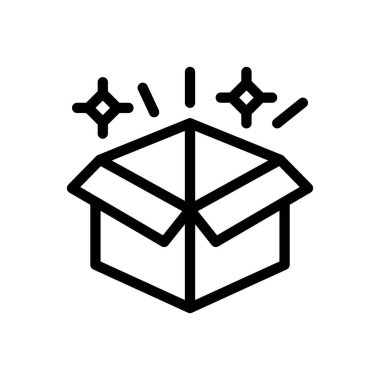 Şeffaf arkaplan üzerinde sihirli kutu vektör çizimi. Konsept ve grafik tasarımı için ince çizgi simgesi.. 