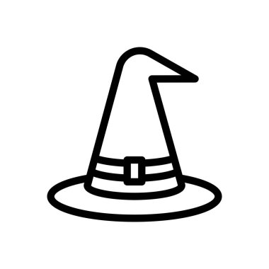 Şeffaf bir arkaplan üzerinde Cadı Şapkası vektör çizimi. Konsept ve grafik tasarımı için ince çizgi simgesi.. 