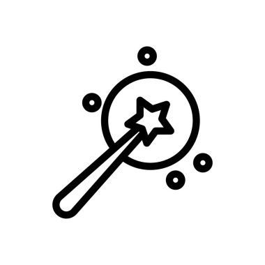 Şeffaf bir arkaplan üzerinde MAgic Wand vektör çizimi. Konsept ve grafik tasarımı için ince çizgi simgesi.. 