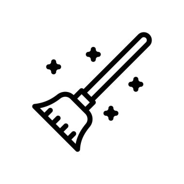 Şeffaf bir arkaplan üzerinde süpürge vektör çizimi. Premium kalite semboller. Konsept ve grafik tasarım için ince çizgi simgesi. 