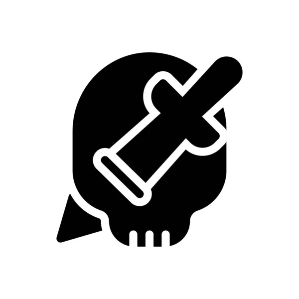 Gambar Vektor Tengkorak Pada Background Premium Kualitas Simbol Glyphs Untuk - Stok Vektor