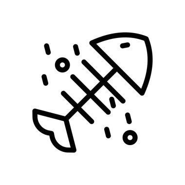 Şeffaf bir arkaplanda Fish Skeleton vektör çizimi. Konsept ve grafik tasarımı için ince çizgi simgesi.. 