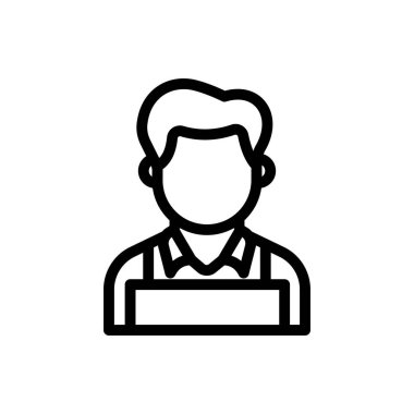 Şeffaf bir arkaplan üzerinde kasap vektör çizimi. Konsept ve grafik tasarımı için ince çizgi simgesi.. 