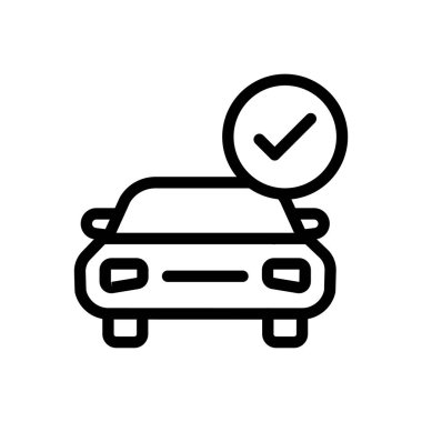 Şeffaf bir arkaplanda araba vektör çizimi. Konsept ve grafik tasarım için ince çizgi simgesi.. 