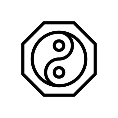 Saydam bir arkaplan üzerinde Yin Yang vektör çizimi. Premium kalite semboller. Konsept ve grafik tasarım için ince çizgi simgesi.. 