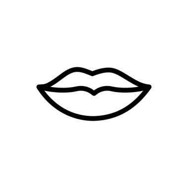 Şeffaf bir arkaplanda dudak vektör çizimi. Konsept ve grafik tasarım için ince çizgi simgesi.. 