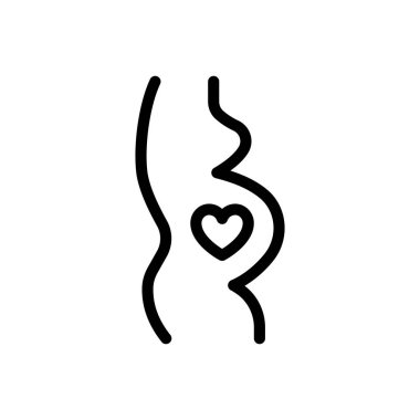 Şeffaf bir arkaplanda hamilelik vektör çizimi. Konsept ve grafik tasarım için ince çizgi simgesi..