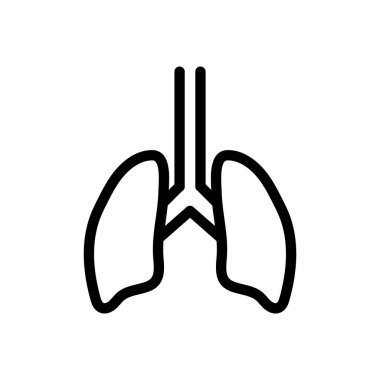 Şeffaf bir arkaplanda akciğer vektör çizimi. Konsept ve grafik tasarım için ince çizgi simgesi.. 